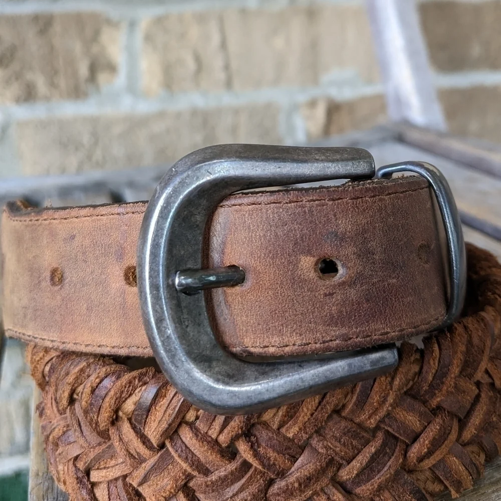 Another Line Inc French Fishtail Braided Leather Belt Size 28